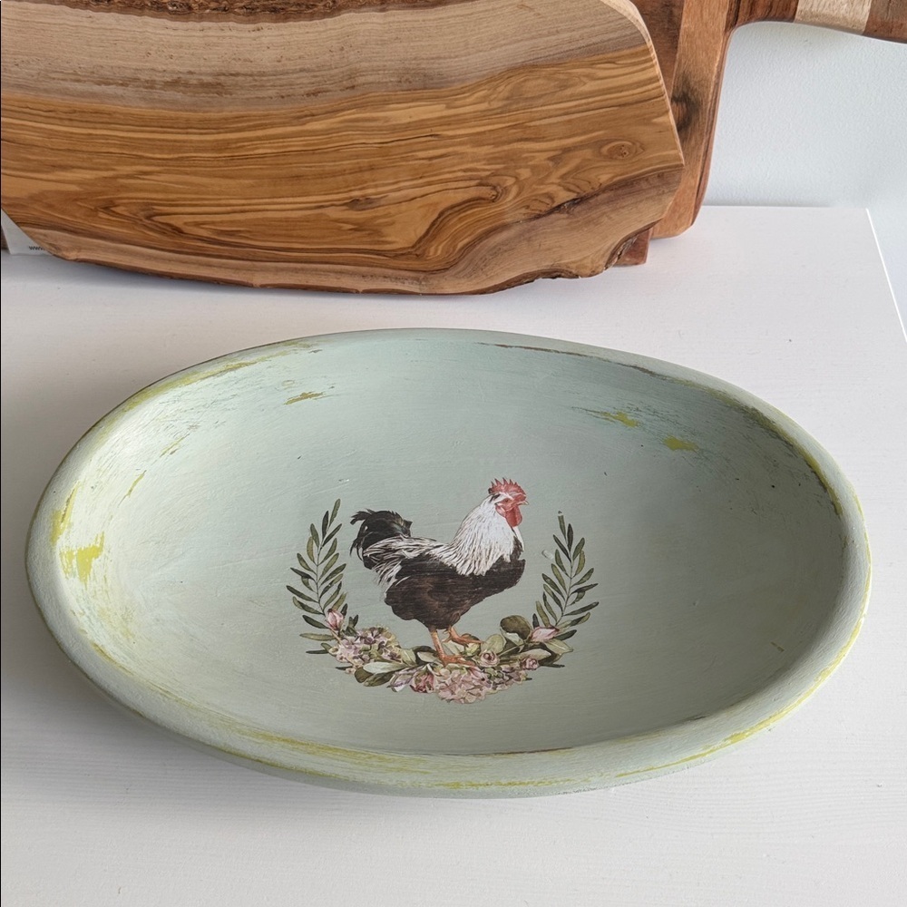 Primitive Vintage Wooden Painted Tray/Dough Bowl for Decorative Use Only